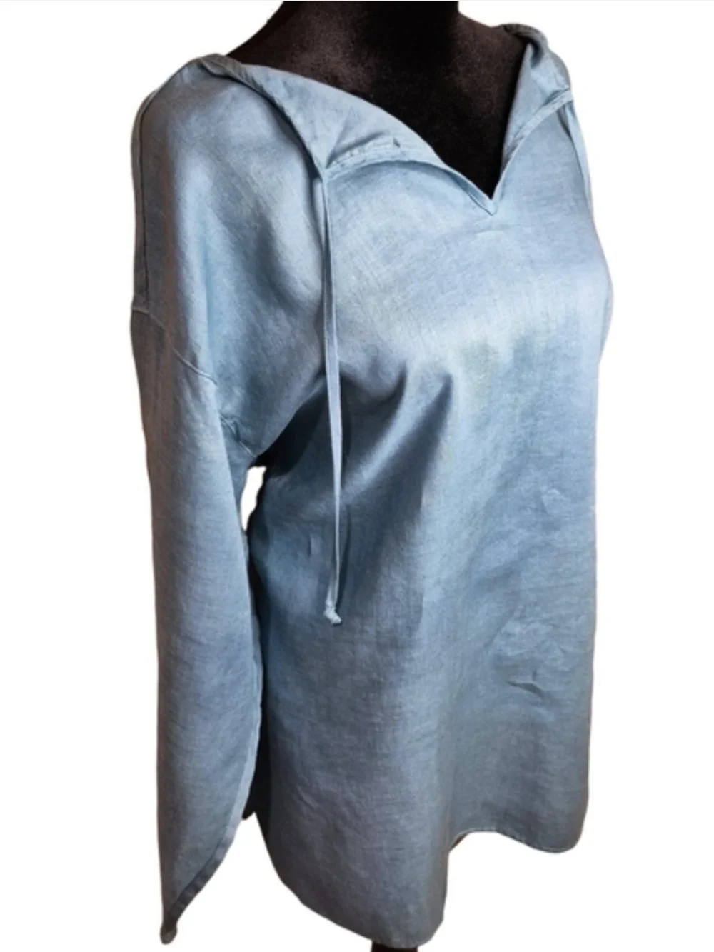 J.Crew Blue 100% Linen Split-Neck Tunic Top – Women’s Large